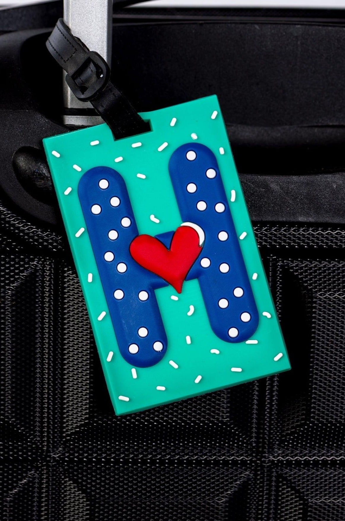 Turquoise Luggage Tag Initial Letter "H" / 3 pieces