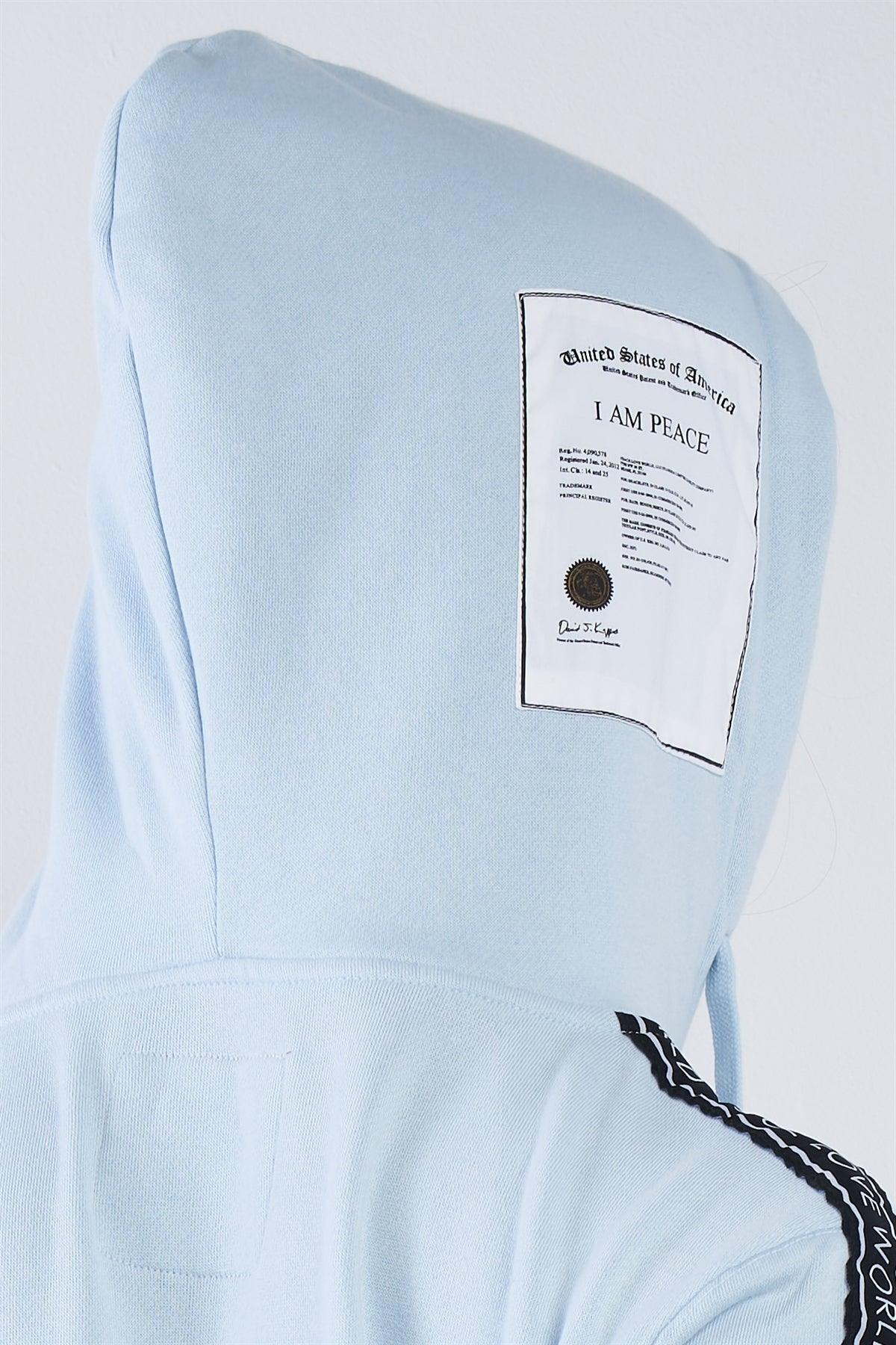 Baby Blue "I Am Peace, All Of Me" Graphic Long Sleeve Hoodie /3-3-2