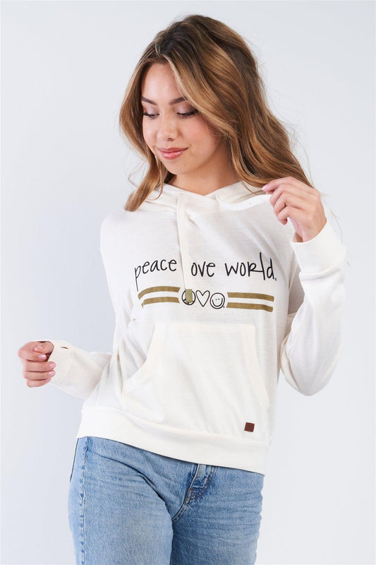 Pristine Long Sleeve "Peace Love World" Tour Hoodie Sweatshirt - Tasha Apparel Wholesale