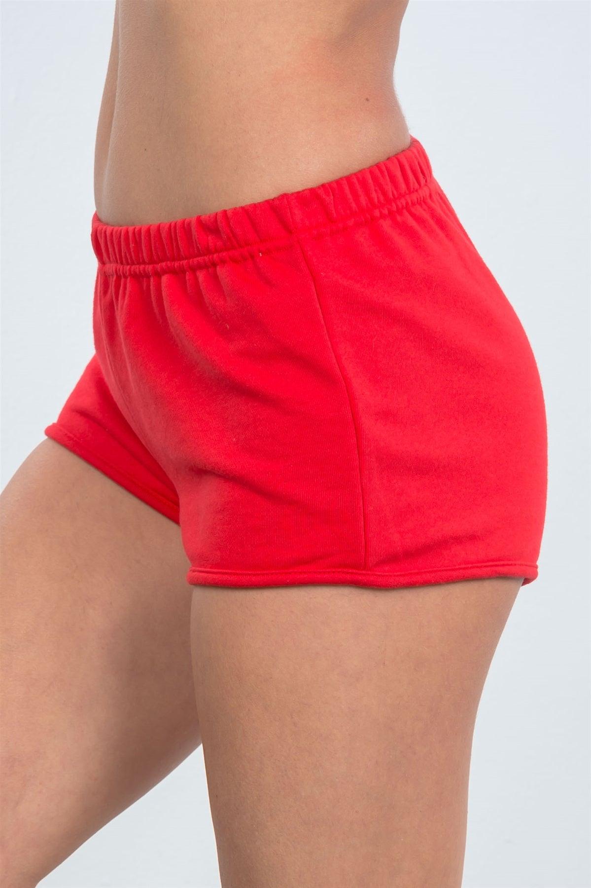 Red Curved Hem Active Shorts / 2-1