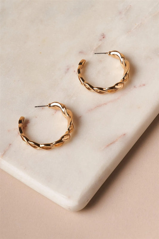 Gold Hoop Twist Earrings /6 Pieces - Tasha Apparel Wholesale