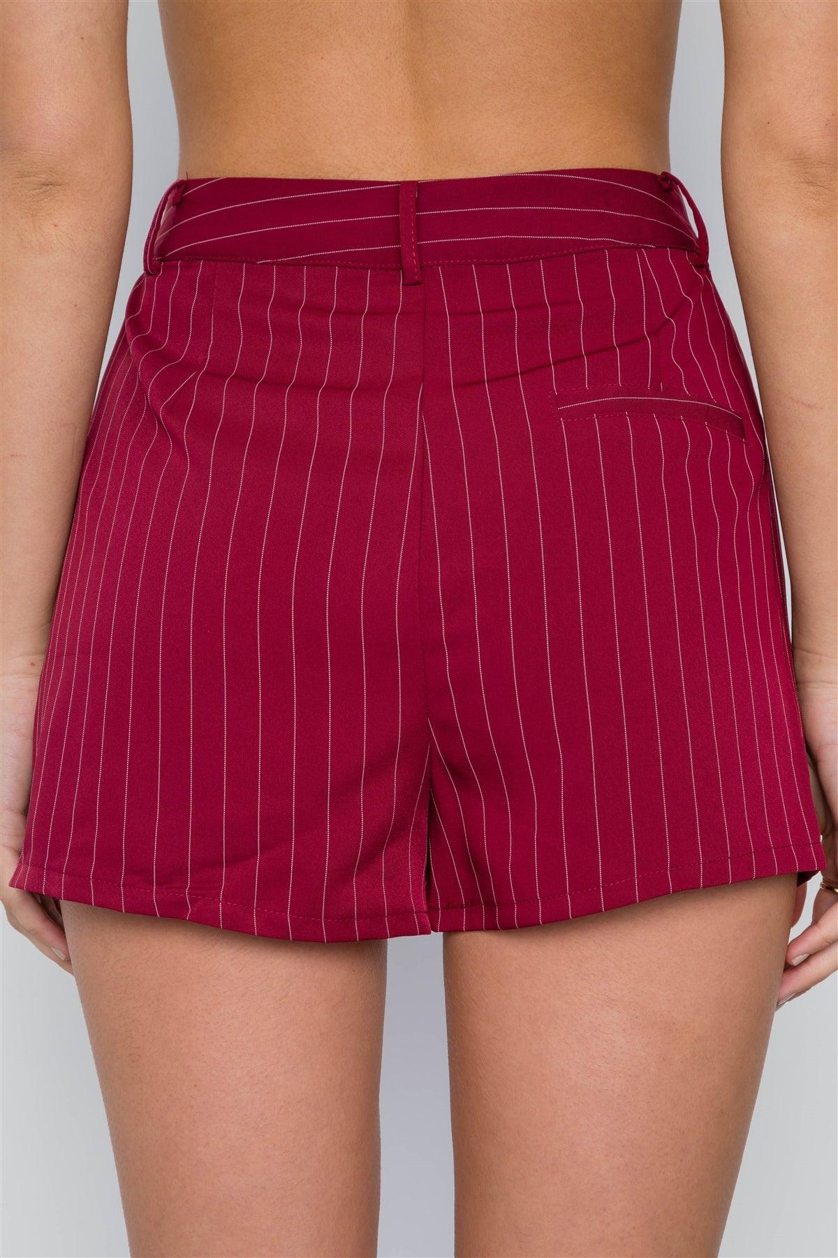Wine Stripe Side Pockets Relaxed Fit High-Rise Short / 1-2-2-1