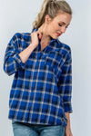 Royal Plaid Side Silver Grommet Top / 3-2-1 - Tasha Apparel Wholesale