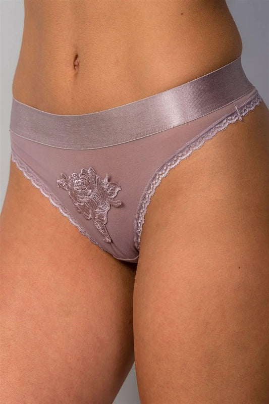 Mauve Underwear With Floral Embroidered /1-3-4 - Tasha Apparel Wholesale