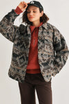 Heather Charcoal Tribal Print Button-Up Collared Neck Four Pocket Long Sleeve Jacket /2-2-2 - Tasha Apparel Wholesale