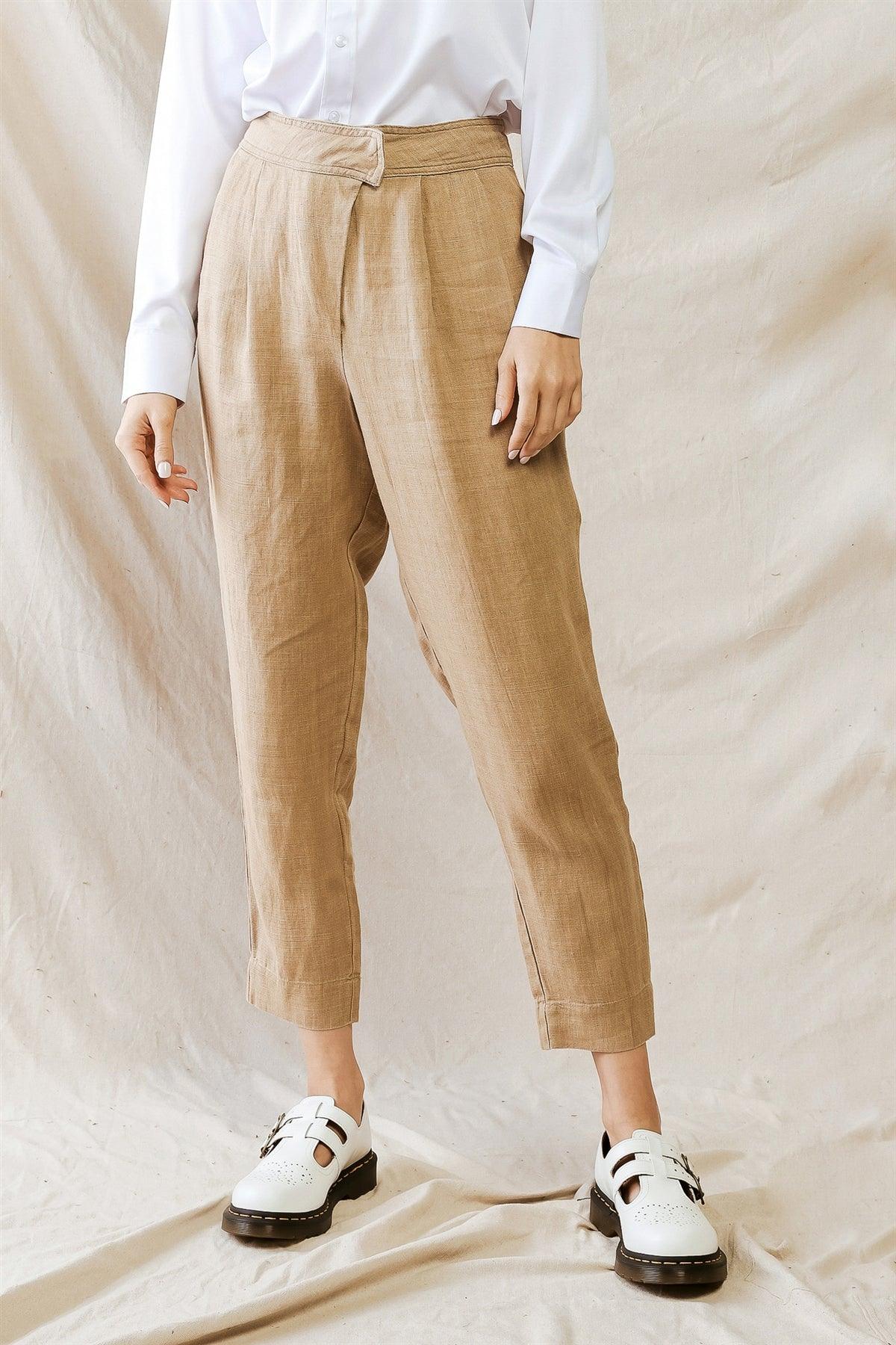 Brown Pleated Wrap High Waist Pants /1-2-2-1
