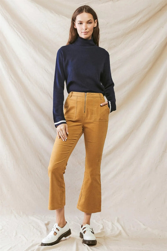 Mustard Denim Cotton Material Four Pocket High Waist Pants /1-2-2-1 - Tasha Apparel Wholesale