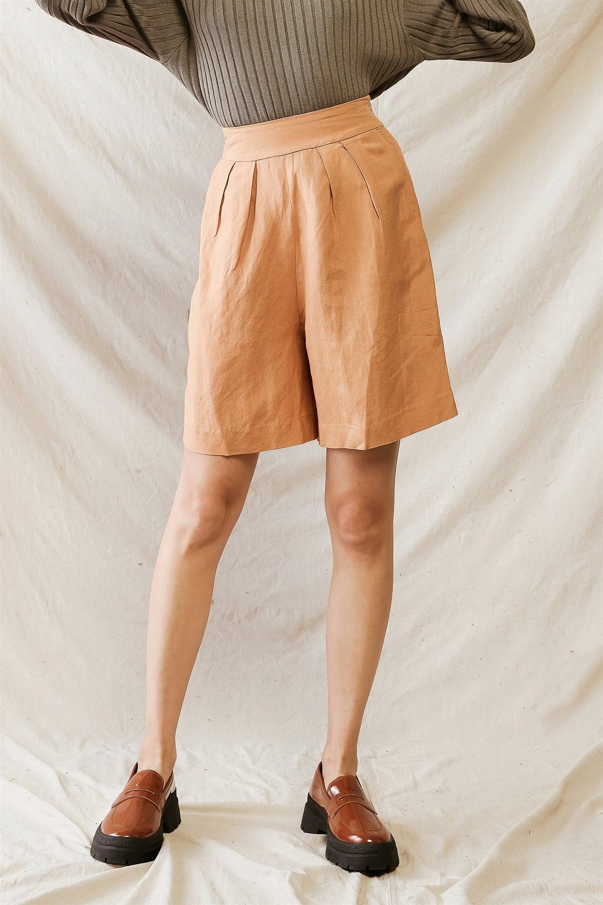Safari Pleated Two Pocket High Waist Shorts /1-2-2-1