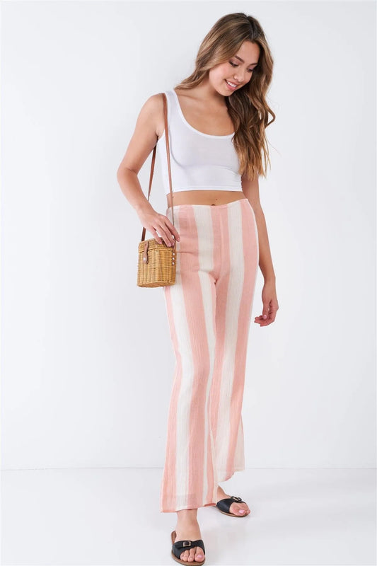 Canyon Sunset Stripped Linen Palazzo Pants - Tasha Apparel Wholesale