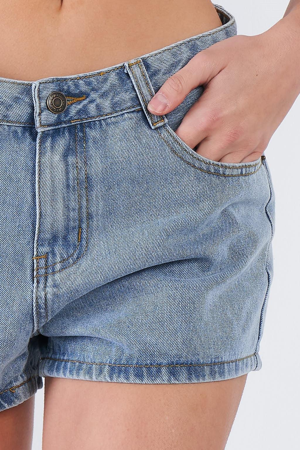 Light Blue Washed Denim Mini Casual Jean Shorts  /2-2