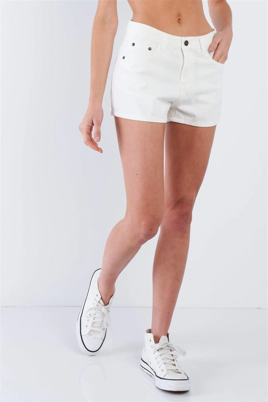 Vanilla White Vintage Solid Mini Short Shorts /1-2-1 - Tasha Apparel Wholesale