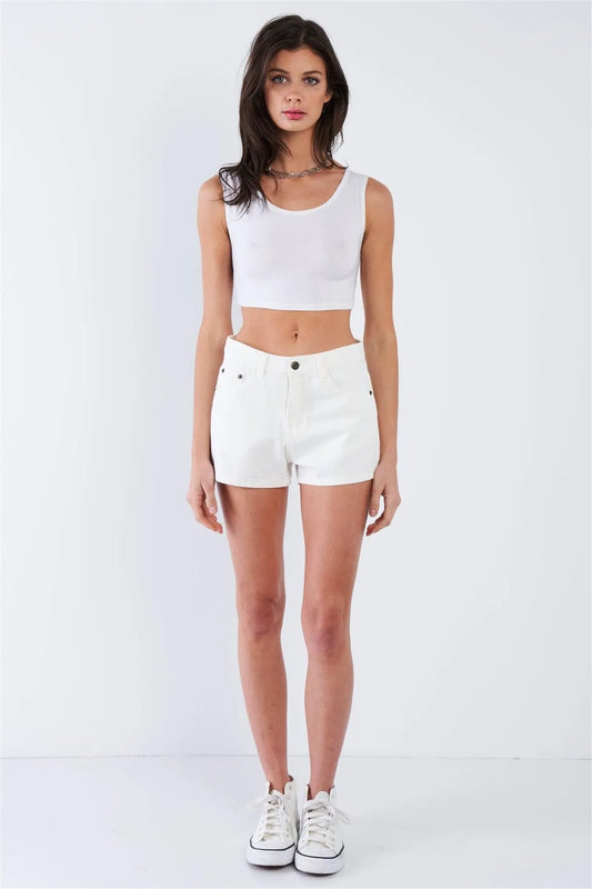 Vanilla White Vintage Solid Mini Short Shorts /3-2-1 - Tasha Apparel Wholesale