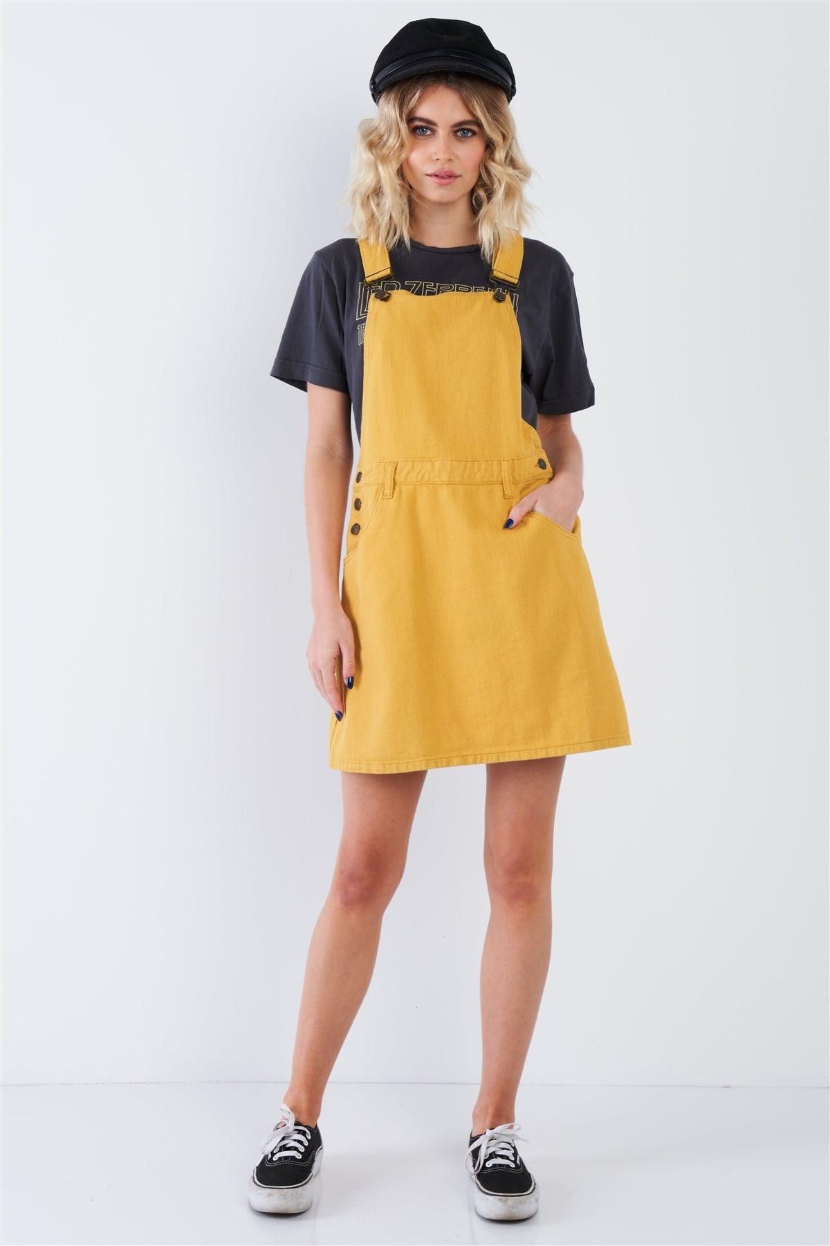 Honey Yellow Cotton Overall Dress  /3-2-1