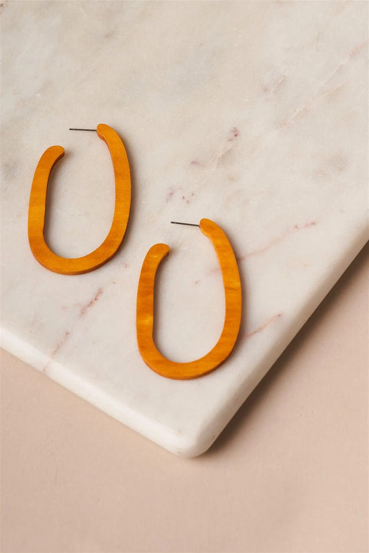 Natural Wood Oval Hoop Earrings /1 Pair - Tasha Apparel Wholesale