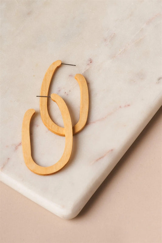 Wood Oval Hoop Earrings /3 Pairs - Tasha Apparel Wholesale
