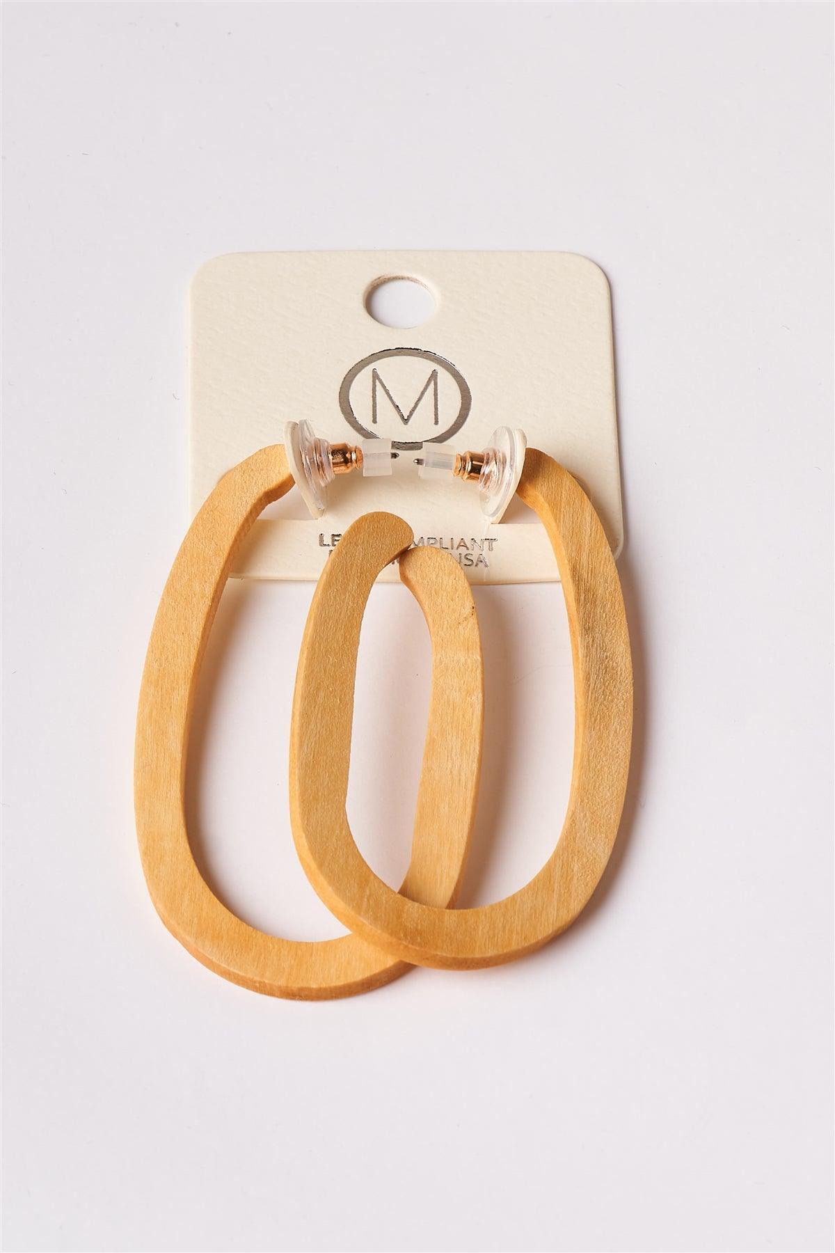 Wood Oval Hoop Earrings /3 Pairs