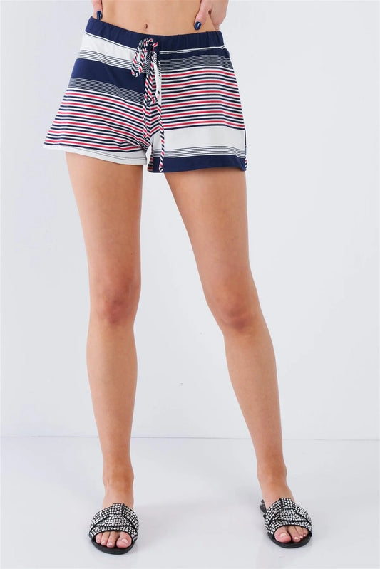 Navy Stripe Woven Shorts /2-2-1 - Tasha Apparel Wholesale