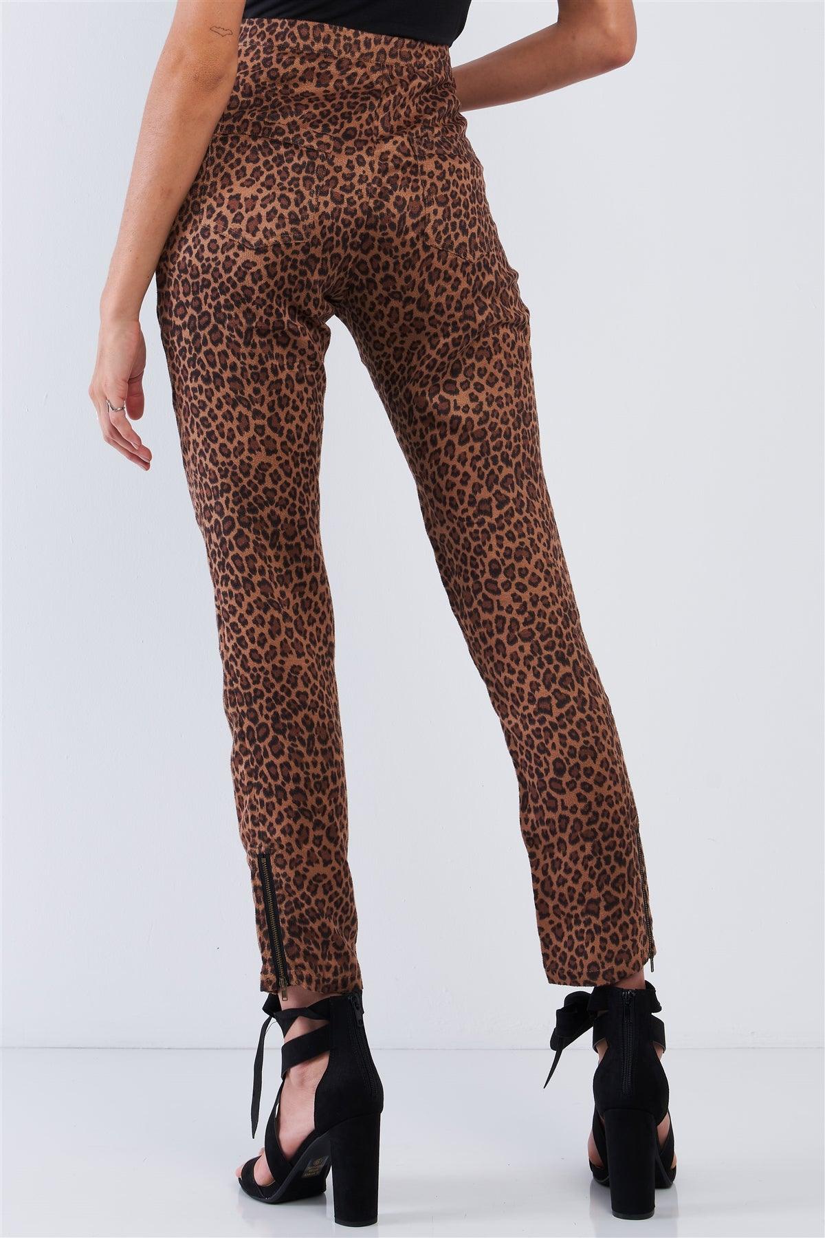 Wholesale Leopard Print High Waisted Front Zipper Fly Accent Ankle ...