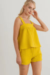 Textured Sleeveless Flare Top & High Waist Two Pocket Shorts Set - Tasha Apparel Wholesale