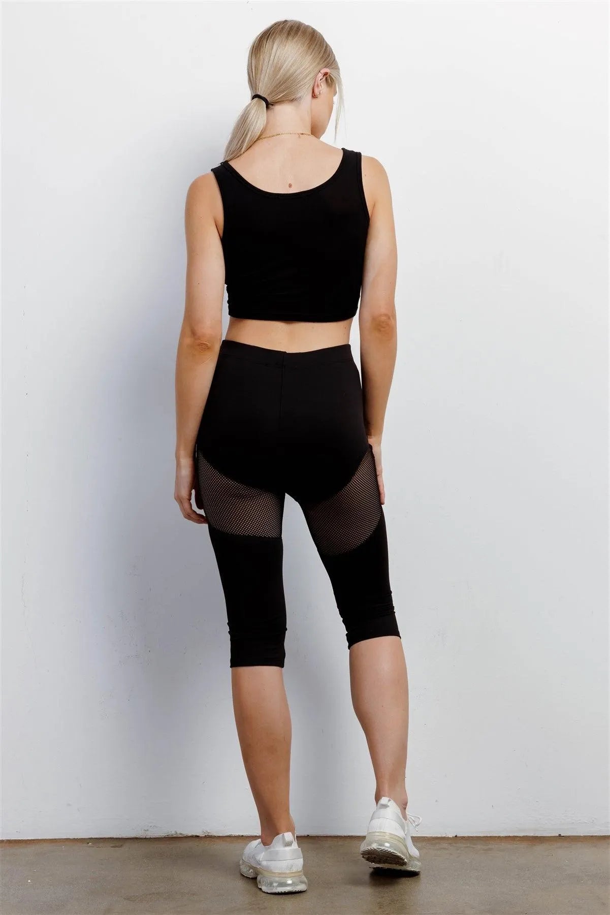 High Waist Sheer Mesh Cut-Ins Midi Legging Pants - Tasha Apparel Wholesale