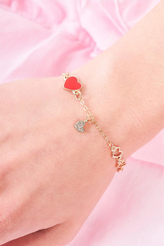 Gold Mini Heart Charm Bracelet /3 Pieces - Tasha Apparel Wholesale