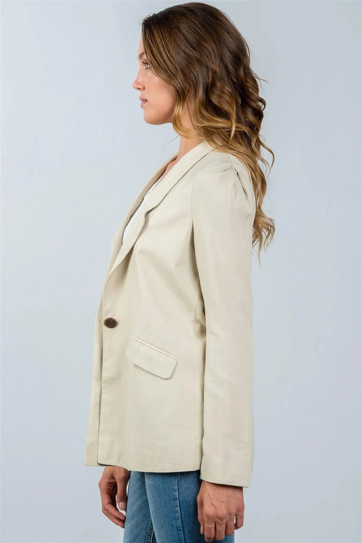 Ivory One Button Closure Blazer / 3-2-1 - Tasha Apparel Wholesale