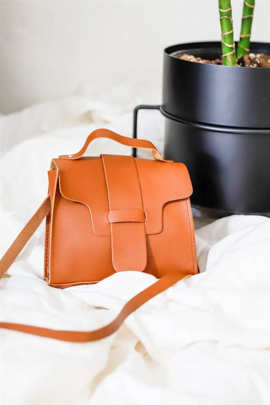 Camel Vegan Leather Buckle Comfortable Crossbody Flap Satchel Handbag /3 Bags - Tasha Apparel Wholesale