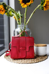 Cabernet Vegan Leather Buckle Comfortable Crossbody Flap Satchel Handbag /3 Bags