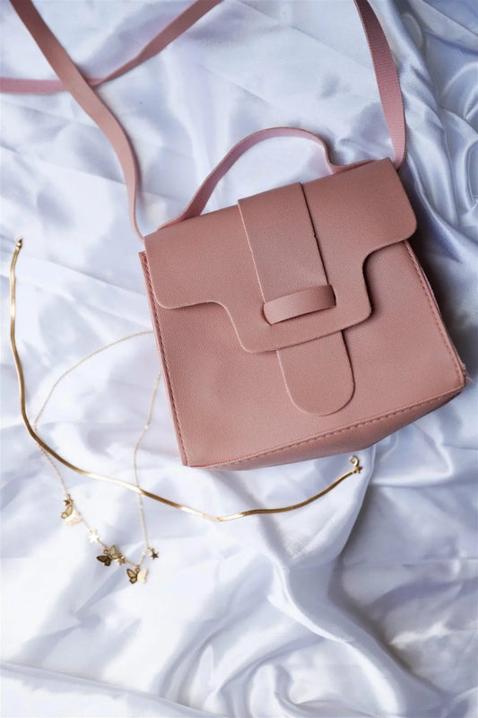 Blush Vegan Leather Buckle Comfortable Crossbody Flap Satchel Handbag /3 Bags - Tasha Apparel Wholesale