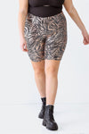 Junior Plus Black & Rose Printed Sequin High Waist Shorts /2-1-1