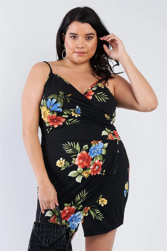 Junior Plus Size Black Floral Wrap Skort Romper /2-3 - Tasha Apparel Wholesale