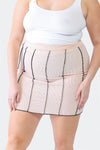 Junior Plus Pink Ribbed Seam Detail High Waist Mini Skirt /1-2-2