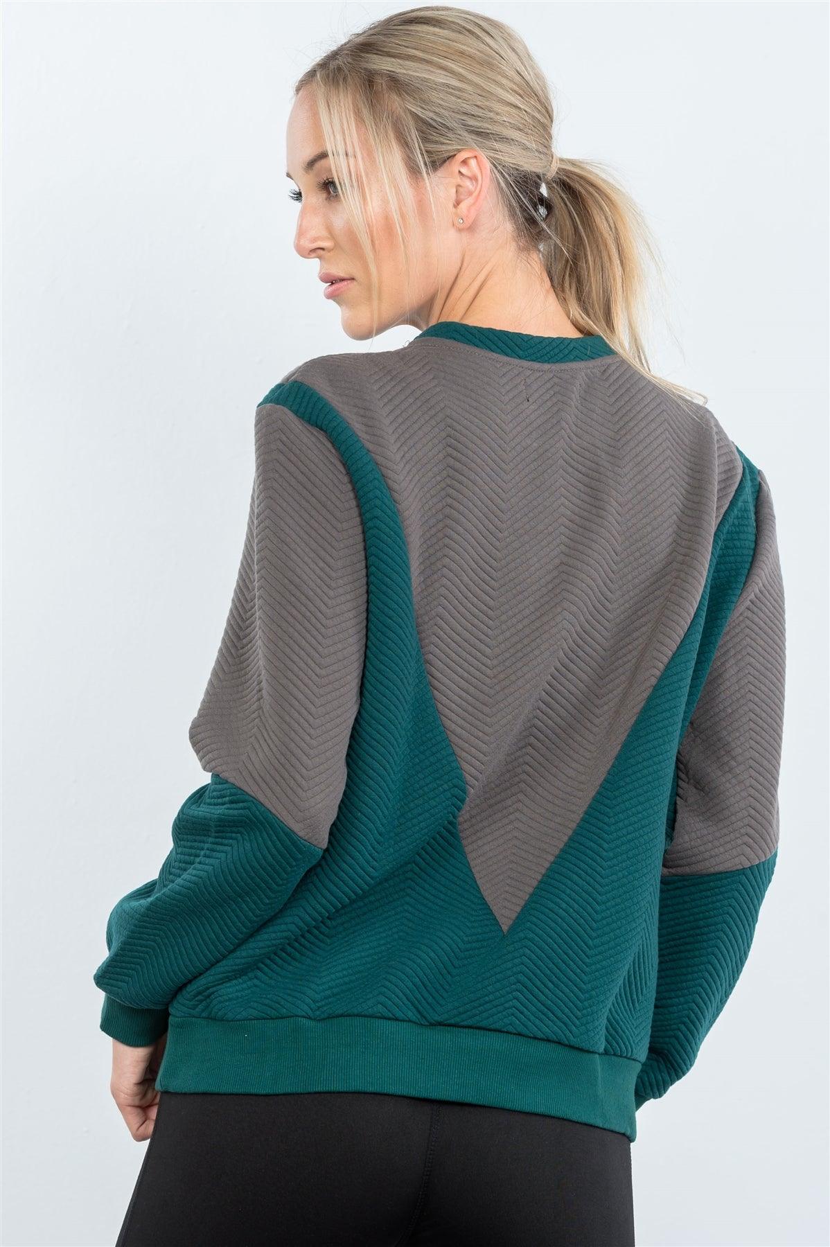 Teal Chevron Texture Pattern Sweater / 2-2-2