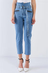 Light Denim High Waisted Tapered Jeans /2-2-2 - Tasha Apparel Wholesale