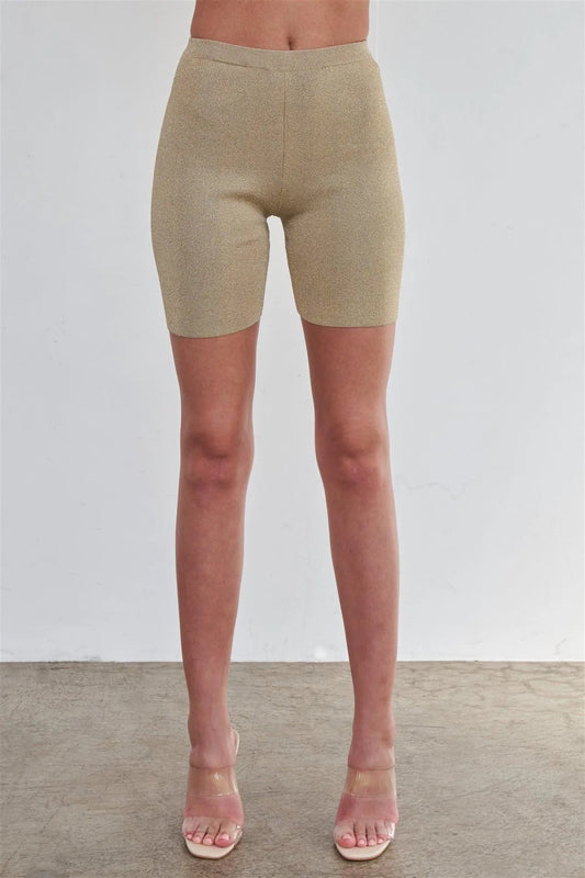 Sexy Sparkly Metallic Gold Biker Short - Tasha Apparel Wholesale