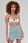 Sparkly Metallic Mint Sexy Mini High Waisted Skirt /2-2-2 - Tasha Apparel Wholesale