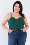 Junior Plus Size Hunter Green Cami Strapped Bustier Bodysuit /2-2-2 - Tasha Apparel Wholesale