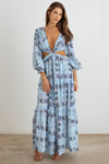 Floral Ruffle Criss-Cross Waist O-Ring Maxi Dress - Tasha Apparel Wholesale