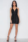 Black Floral Lace Bodycon Cami Mini Dress /3-2-2 - Tasha Apparel Wholesale