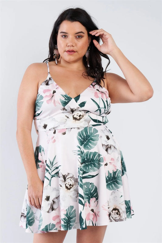 Junior Plus Size Light Pink Floral Sweetheart Dress /2-2-2 - Tasha Apparel Wholesale