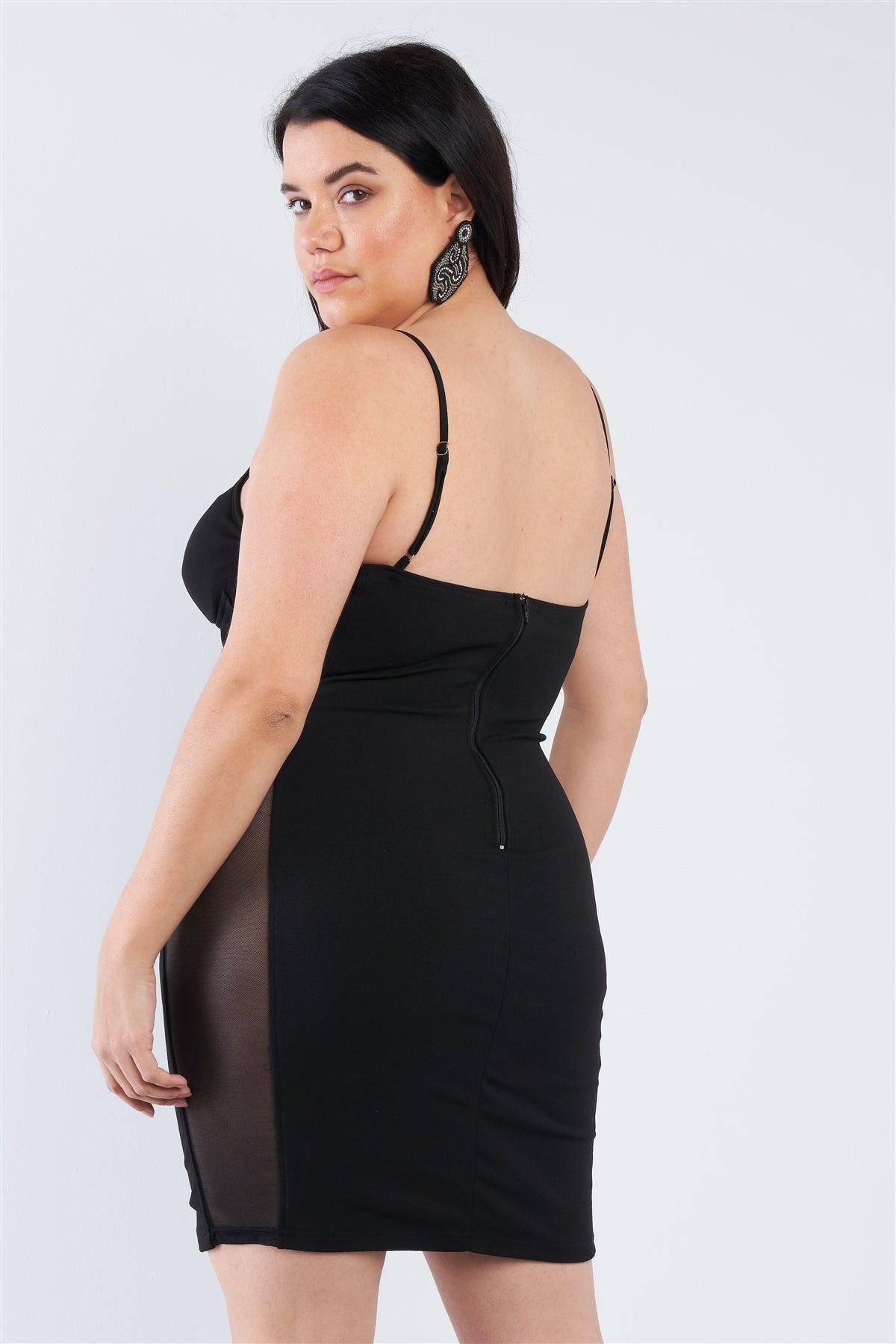Black Plus Size Lace Mesh Dress /2-2-2