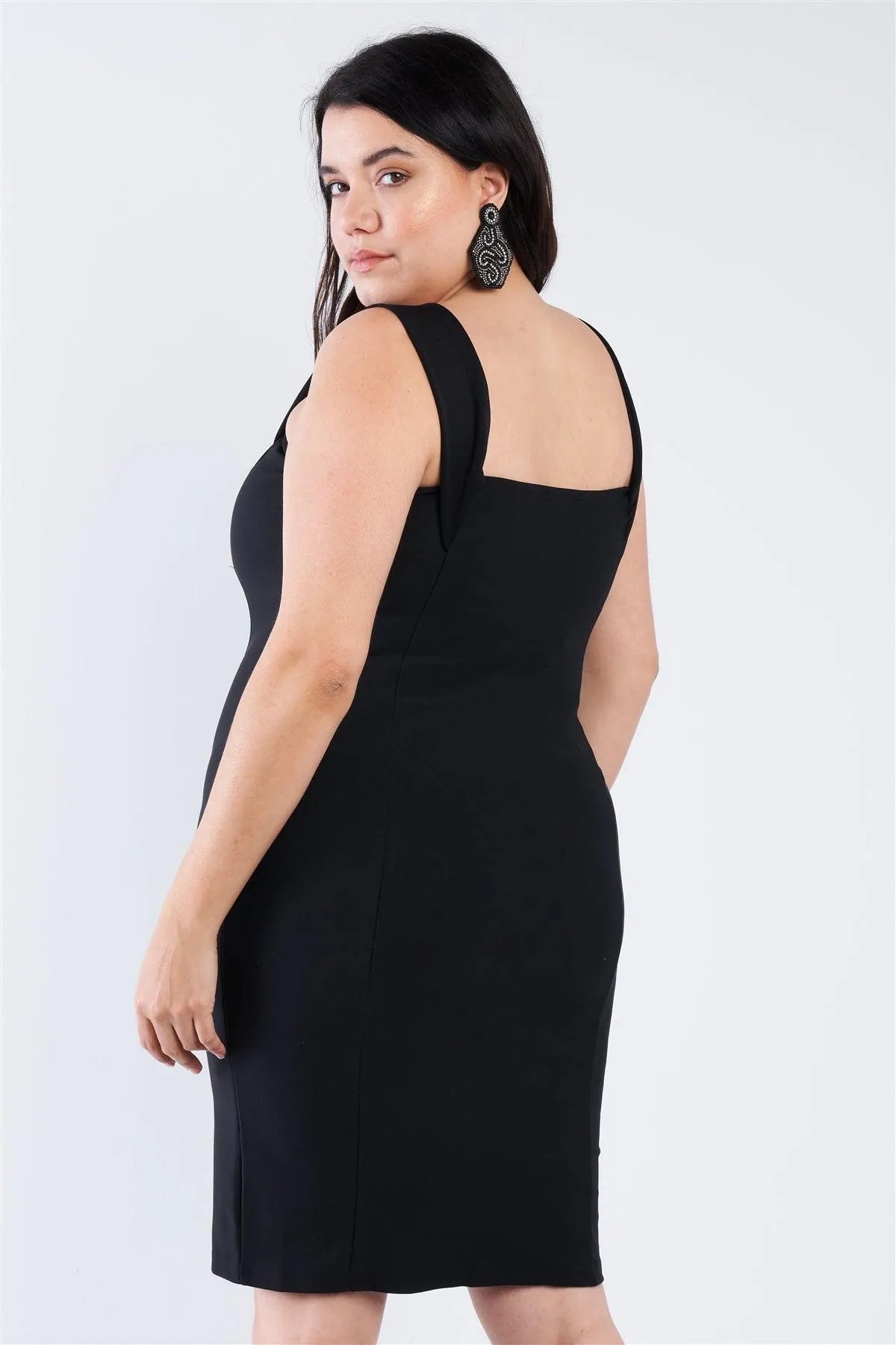 Black Plus Size Front Zip Dress /2-1-1 - Tasha Apparel Wholesale