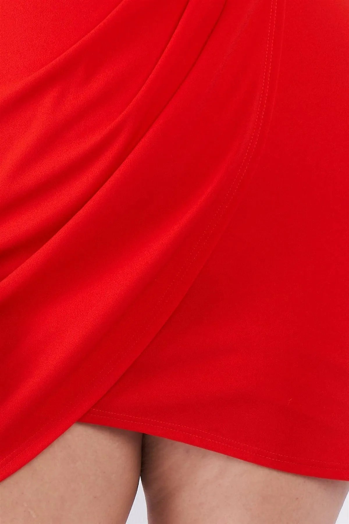 Junior Plus Size Tomato Red Off The Shoulder Mini Dress /3-2-2 - Tasha Apparel Wholesale