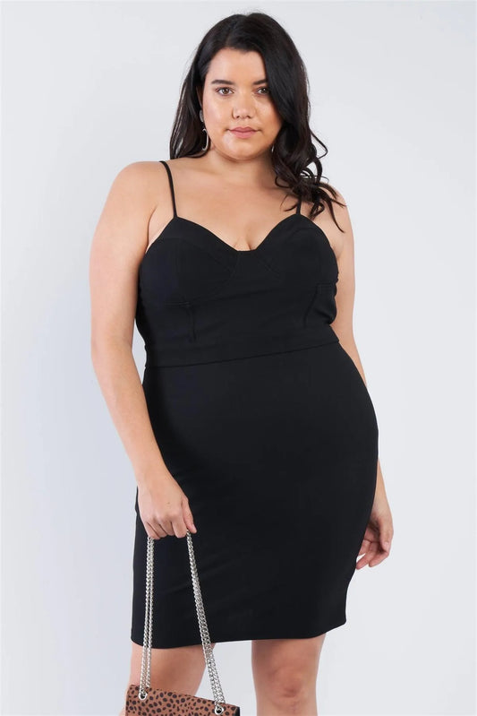 Junior Plus Size Black Mini Sweetheart Dress /2-2-2 - Tasha Apparel Wholesale