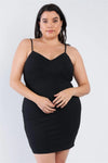 Black Spaghetti Strap Plus Size Mini Dress /2-1-1 - Tasha Apparel Wholesale