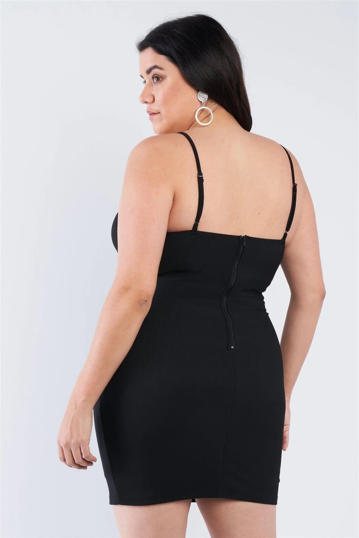 Black Spaghetti Strap Plus Size Mini Dress /2-1-1 - Tasha Apparel Wholesale