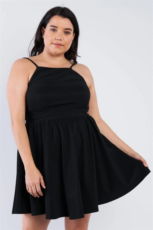Junior Plus Size Black Fit N' Flare Mini Dress /2-2-2 - Tasha Apparel Wholesale