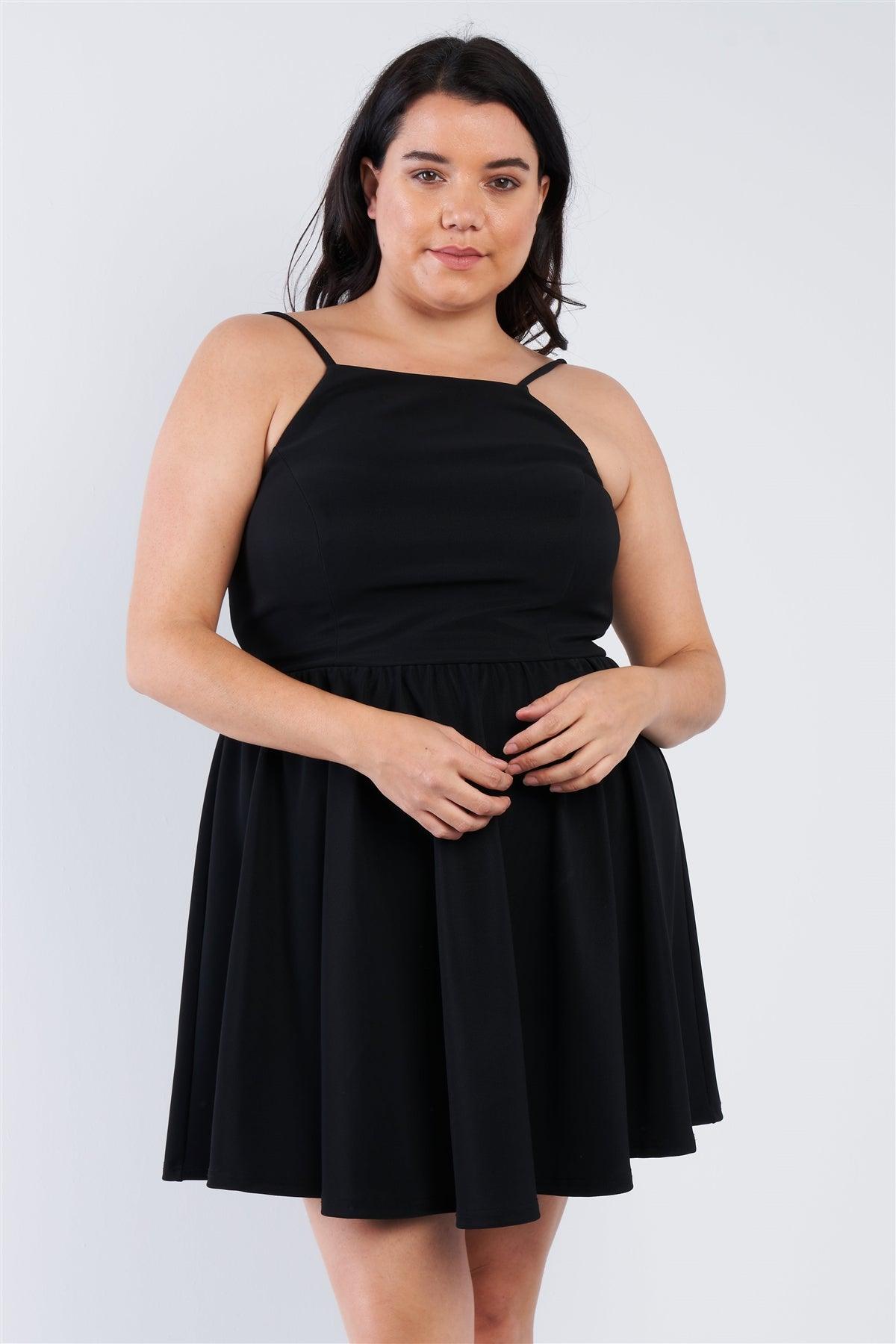 Junior Plus Size Black Fit N' Flare Mini Dress /3-2-2