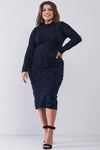 Junior Plus Black & Royal Zebra Print Turtle Neck Long Sleeve Fitted Mini Dress /2-2-2 - Tasha Apparel Wholesale