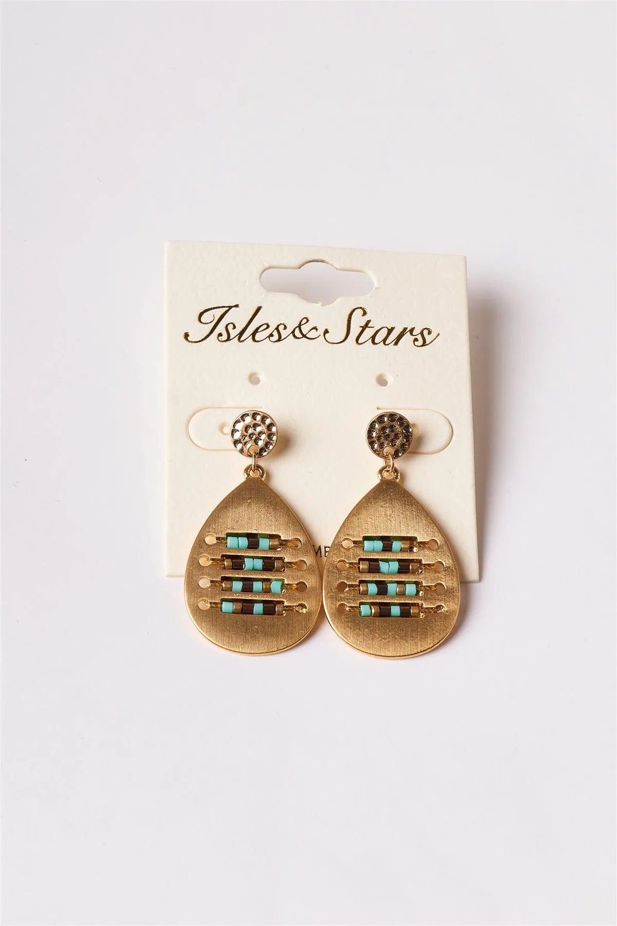 Turquoise Intricate Beaded Tear Drop Earring /3 Pairs - Tasha Apparel Wholesale